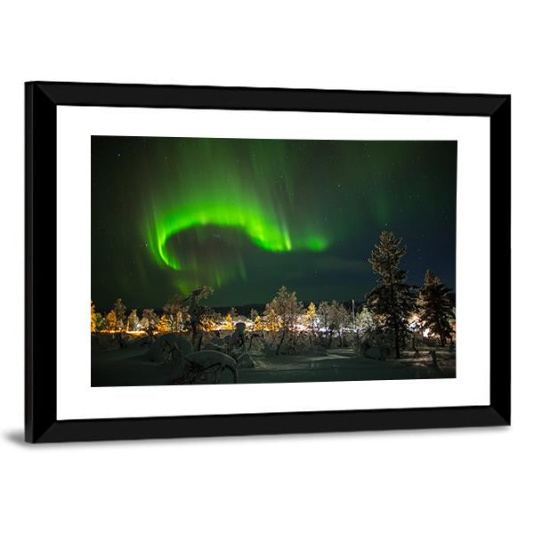 Aurora Borealis In Lapland Canvas Wall Art-5 Horizontal-Gallery Wrap-22" x 12"-Tiaracle