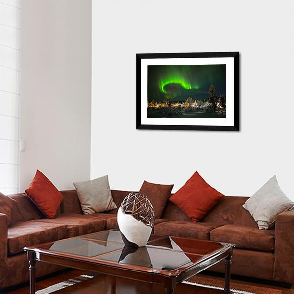 Aurora Borealis In Lapland Canvas Wall Art-3 Horizontal-Gallery Wrap-25" x 16"-Tiaracle