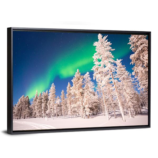 Aurora Borealis In Lapland Finland Canvas Wall Art-5 Horizontal-Gallery Wrap-22" x 12"-Tiaracle
