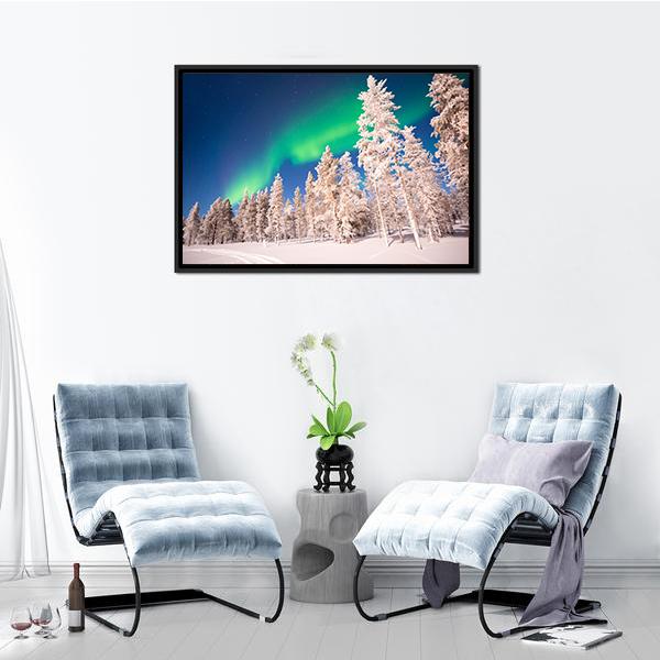 Aurora Borealis In Lapland Finland Canvas Wall Art-5 Horizontal-Gallery Wrap-22" x 12"-Tiaracle