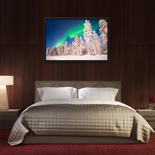 Aurora Borealis In Lapland Finland Canvas Wall Art-3 Horizontal-Gallery Wrap-25" x 16"-Tiaracle