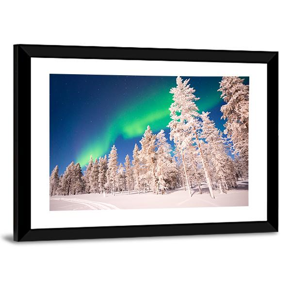 Aurora Borealis In Lapland Finland Canvas Wall Art-5 Horizontal-Gallery Wrap-22" x 12"-Tiaracle
