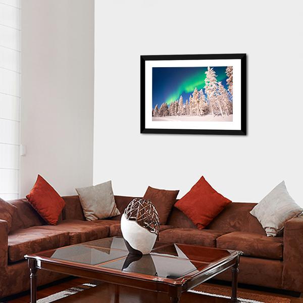 Aurora Borealis In Lapland Finland Canvas Wall Art-5 Horizontal-Gallery Wrap-22" x 12"-Tiaracle