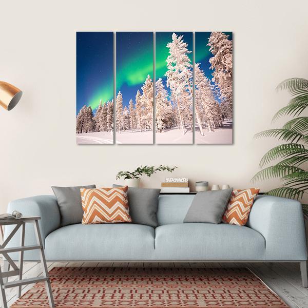 Aurora Borealis In Lapland Finland Canvas Wall Art-4 Horizontal-Gallery Wrap-34" x 24"-Tiaracle
