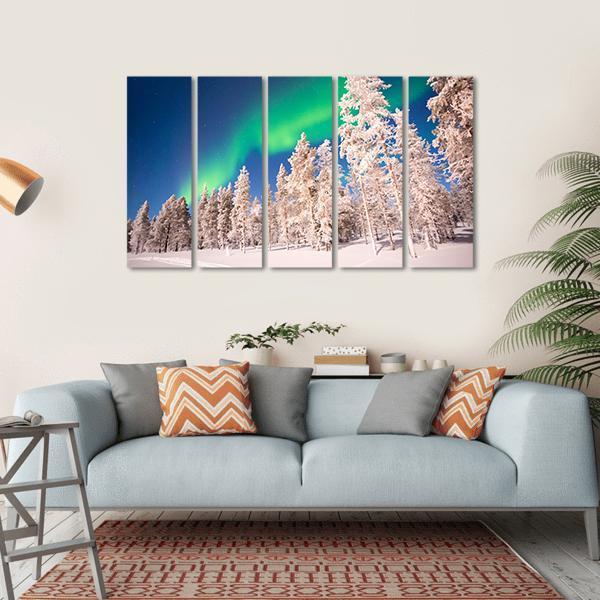 Aurora Borealis In Lapland Finland Canvas Wall Art-5 Horizontal-Gallery Wrap-22" x 12"-Tiaracle