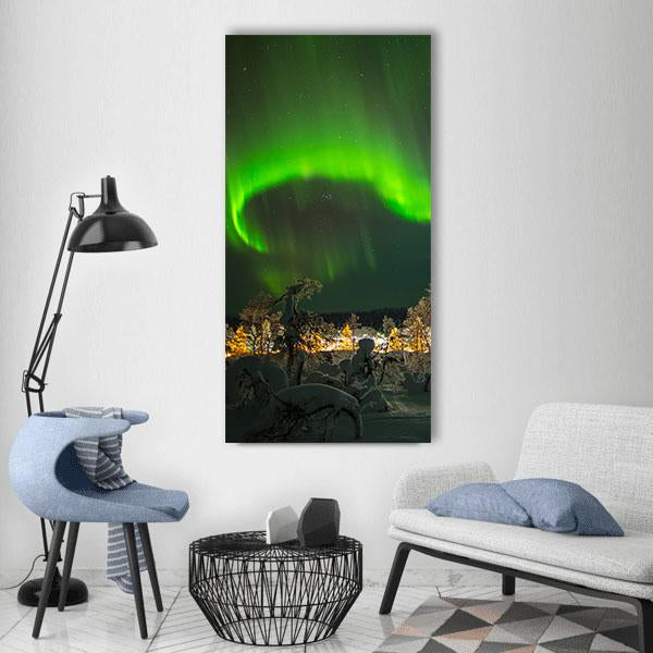 Aurora Borealis In Lapland Vertical Canvas Wall Art-1 Vertical-Gallery Wrap-12" x 24"-Tiaracle