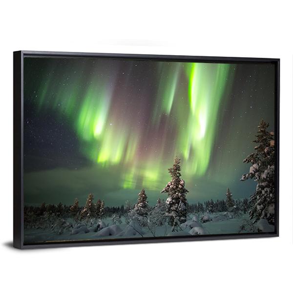 Aurora Borealis In Northern Europe Canvas Wall Art-3 Horizontal-Gallery Wrap-25" x 16"-Tiaracle