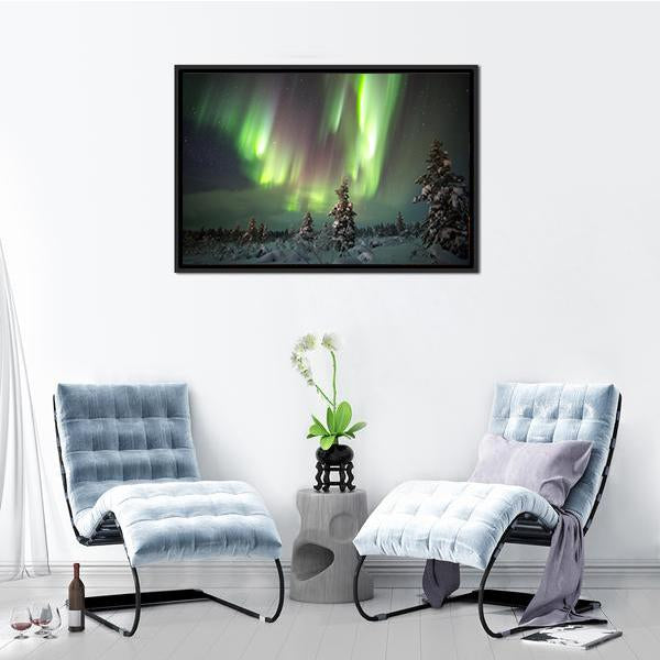 Aurora Borealis In Northern Europe Canvas Wall Art-3 Horizontal-Gallery Wrap-25" x 16"-Tiaracle
