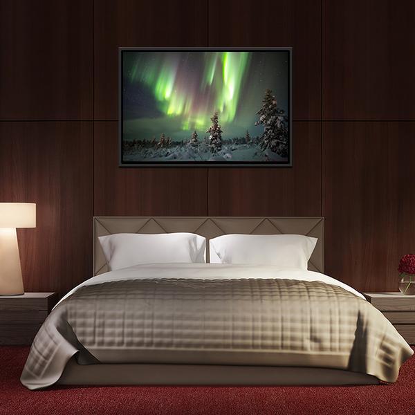 Aurora Borealis In Northern Europe Canvas Wall Art-3 Horizontal-Gallery Wrap-25" x 16"-Tiaracle