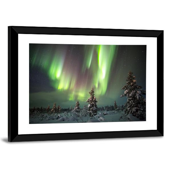 Aurora Borealis In Northern Europe Canvas Wall Art-3 Horizontal-Gallery Wrap-25" x 16"-Tiaracle