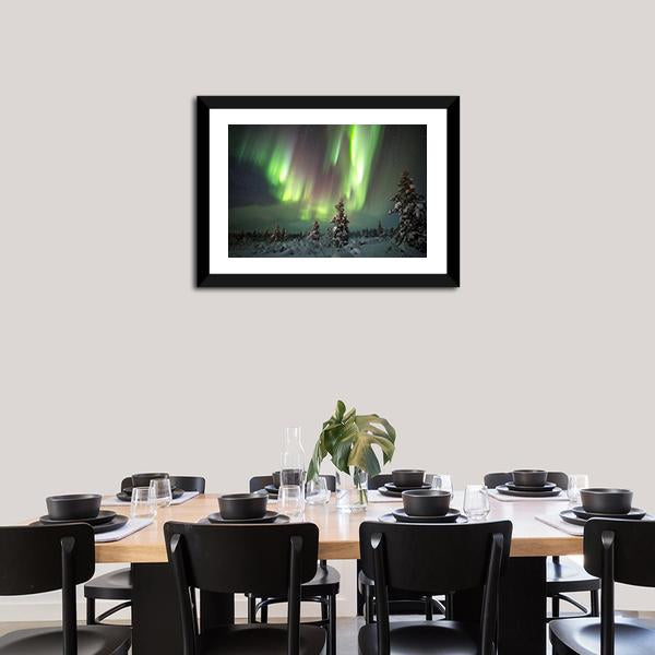 Aurora Borealis In Northern Europe Canvas Wall Art-3 Horizontal-Gallery Wrap-25" x 16"-Tiaracle