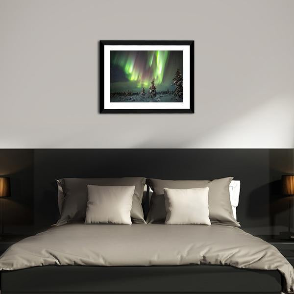 Aurora Borealis In Northern Europe Canvas Wall Art-3 Horizontal-Gallery Wrap-25" x 16"-Tiaracle