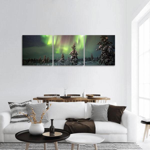 Aurora Borealis In Northern Europe Panoramic Canvas Wall Art-1 Piece-36" x 12"-Tiaracle