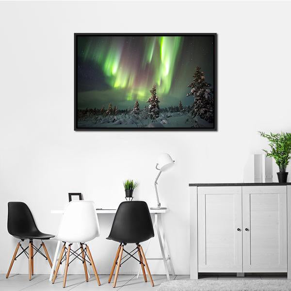 Aurora Borealis In Northern Europe Panoramic Canvas Wall Art-1 Piece-36" x 12"-Tiaracle