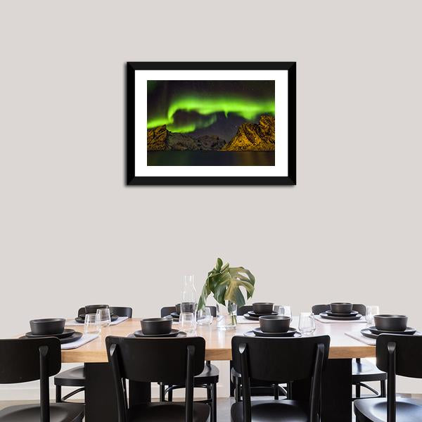 Aurora Borealis Lofoten Islands Canvas Wall Art-5 Horizontal-Gallery Wrap-22" x 12"-Tiaracle