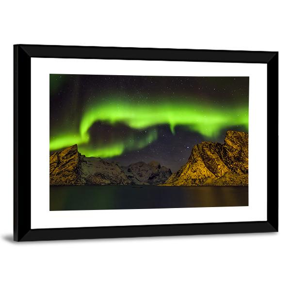 Aurora Borealis Lofoten Islands Panoramic Canvas Wall Art-1 Piece-36" x 12"-Tiaracle