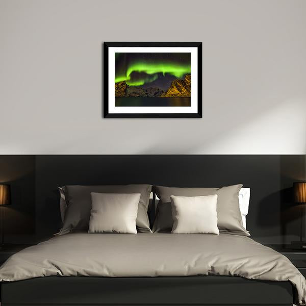 Aurora Borealis Lofoten Islands Panoramic Canvas Wall Art-1 Piece-36" x 12"-Tiaracle