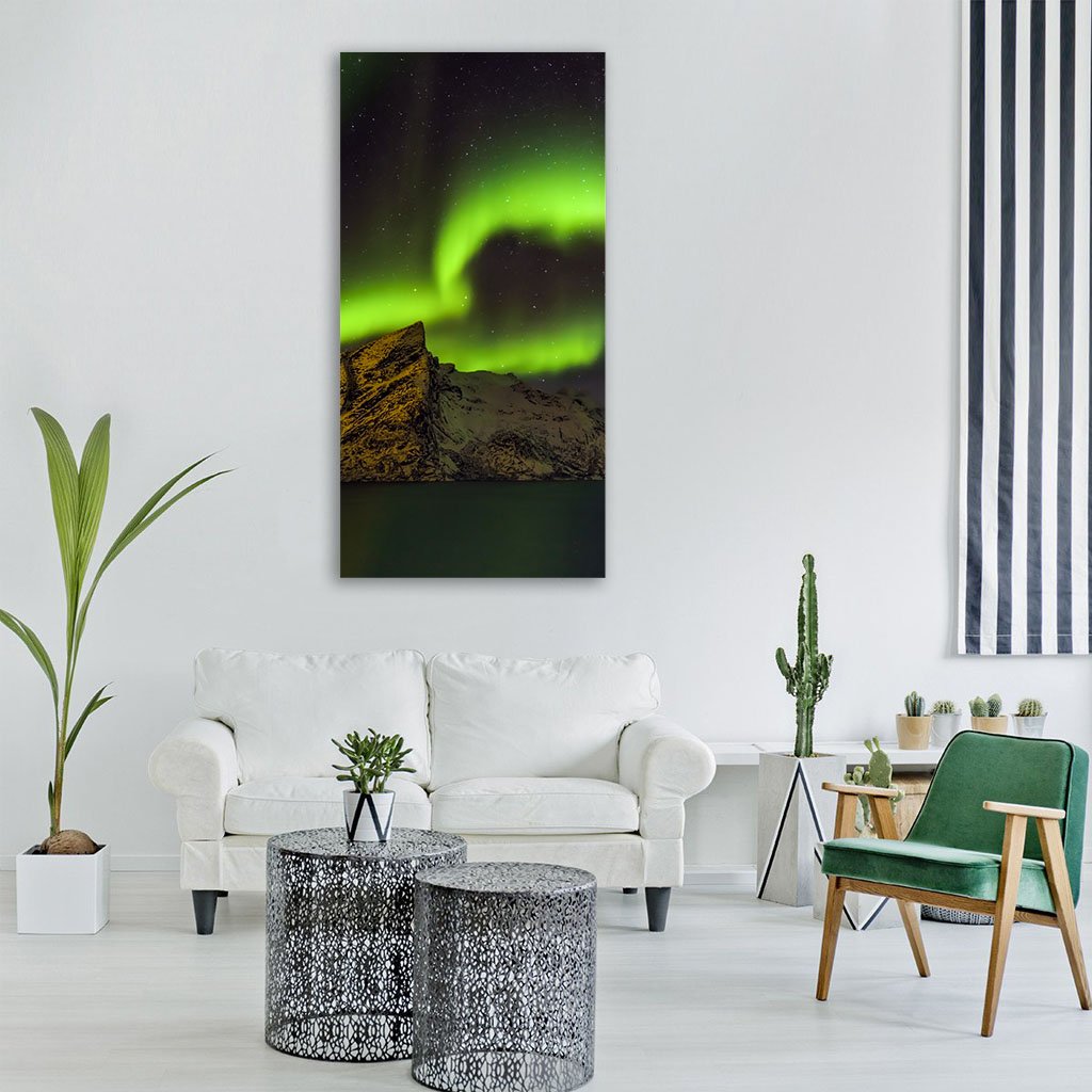 Aurora Borealis Lofoten Islands Vertical Canvas Wall Art-1 Vertical-Gallery Wrap-12" x 24"-Tiaracle