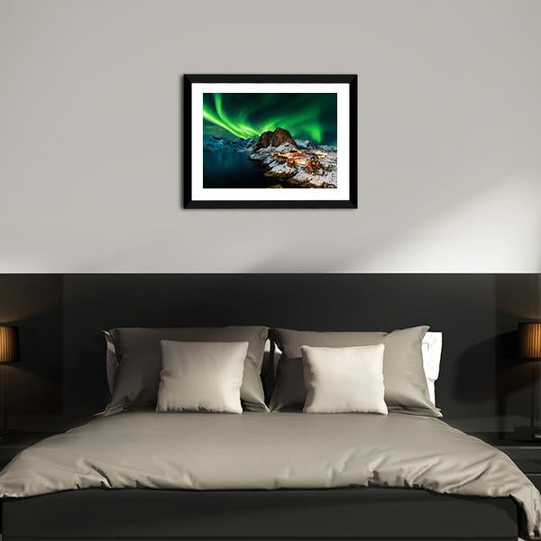 Aurora Borealis Over Harmony Norway Canvas Wall Art-3 Horizontal-Gallery Wrap-25" x 16"-Tiaracle