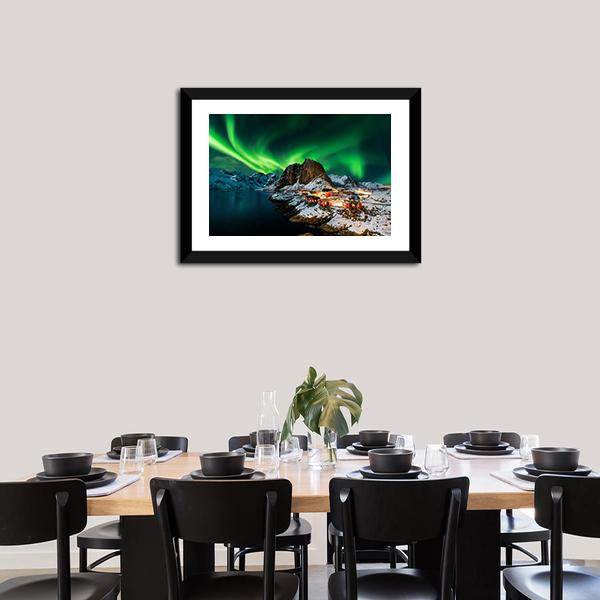 Aurora Borealis Over Harmony Norway Panoramic Canvas Wall Art-1 Piece-36" x 12"-Tiaracle