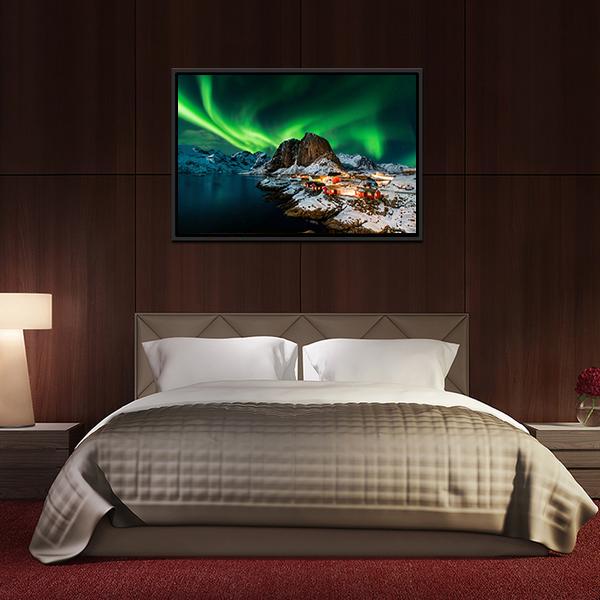 Aurora Borealis Over Harmony Norway Canvas Wall Art-5 Horizontal-Gallery Wrap-22" x 12"-Tiaracle