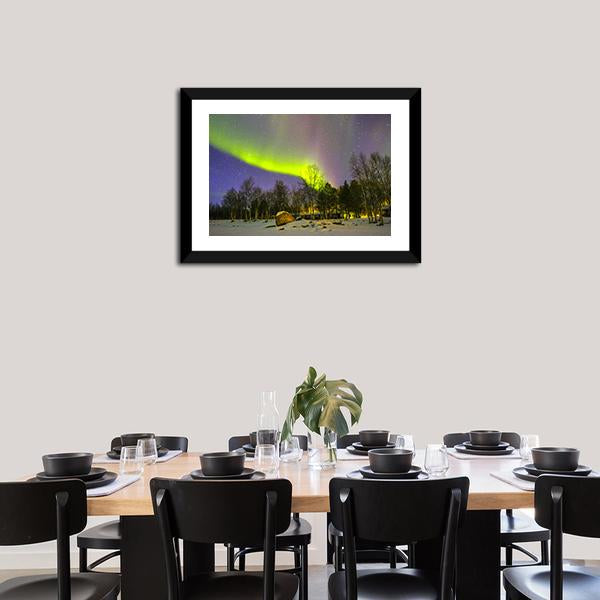 Aurora Borealis Over Snowscape Canvas Wall Art-3 Horizontal-Gallery Wrap-25" x 16"-Tiaracle
