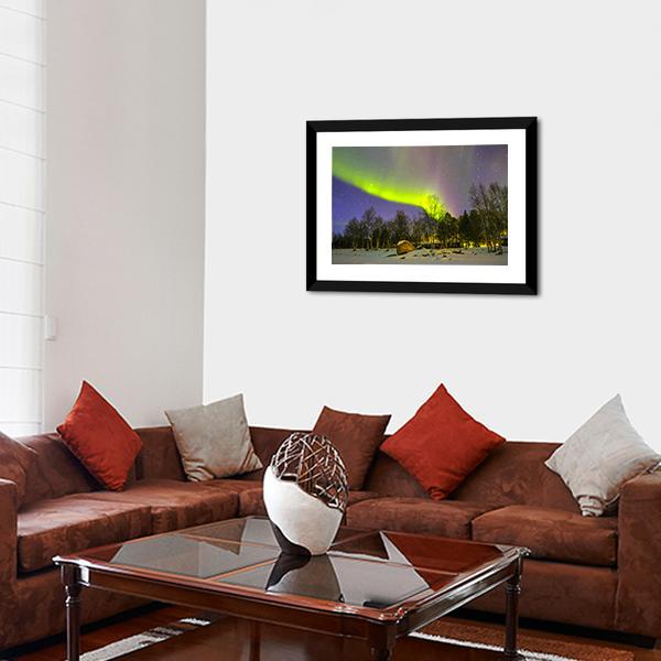 Aurora Borealis Over Snowscape Canvas Wall Art-3 Horizontal-Gallery Wrap-25" x 16"-Tiaracle