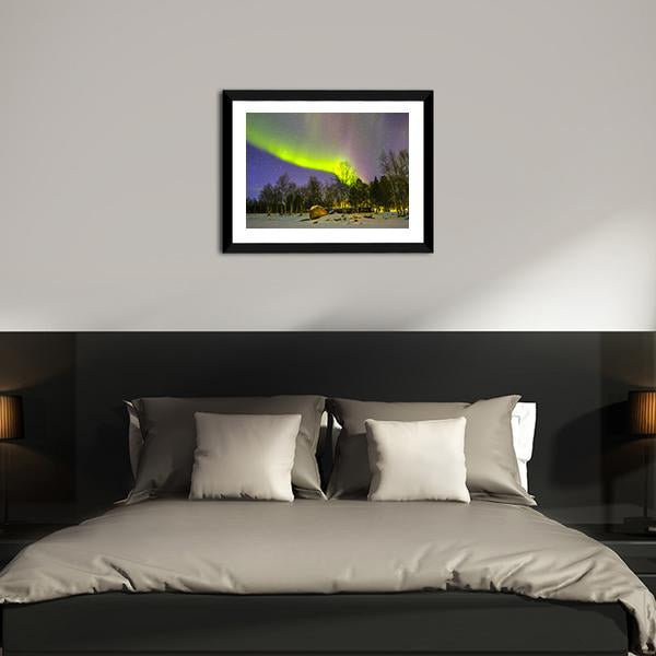 Aurora Borealis Over Snowscape Canvas Wall Art-3 Horizontal-Gallery Wrap-25" x 16"-Tiaracle