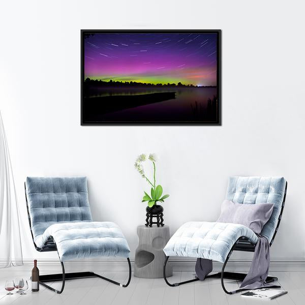 Aurora Borealis Seen From Polish Canvas Wall Art-3 Horizontal-Gallery Wrap-25" x 16"-Tiaracle
