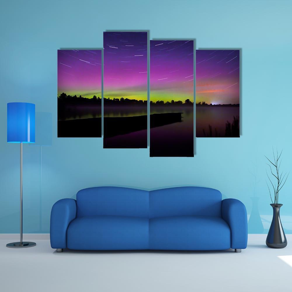 Aurora Borealis Seen From Polish Canvas Wall Art-5 Star-Gallery Wrap-62" x 32"-Tiaracle