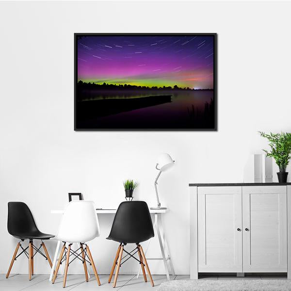 Aurora Borealis Seen From Polish Canvas Wall Art-1 Piece-Floating Frame-24" x 16"-Tiaracle