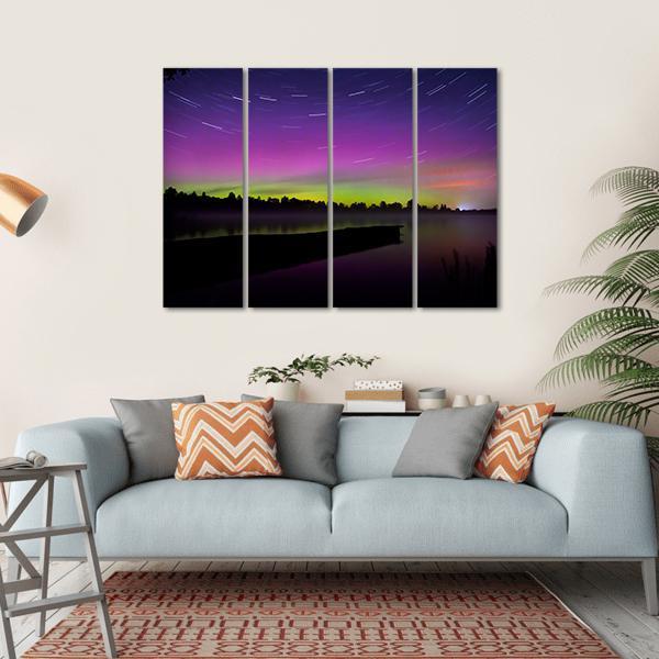 Aurora Borealis Seen From Polish Canvas Wall Art-4 Horizontal-Gallery Wrap-34" x 24"-Tiaracle