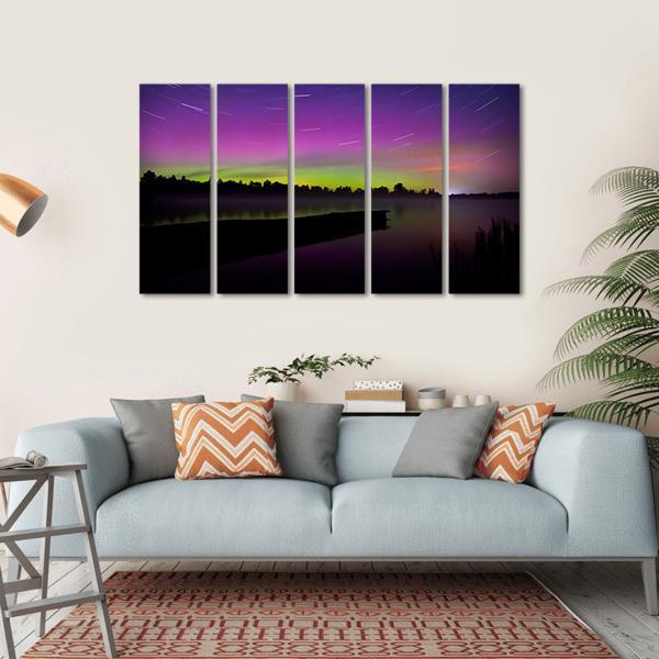 Aurora Borealis Seen From Polish Canvas Wall Art-5 Horizontal-Gallery Wrap-22" x 12"-Tiaracle