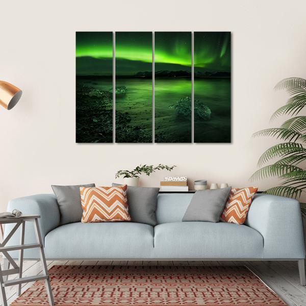 Aurora Northern Lights Canvas Wall Art-4 Horizontal-Gallery Wrap-34" x 24"-Tiaracle