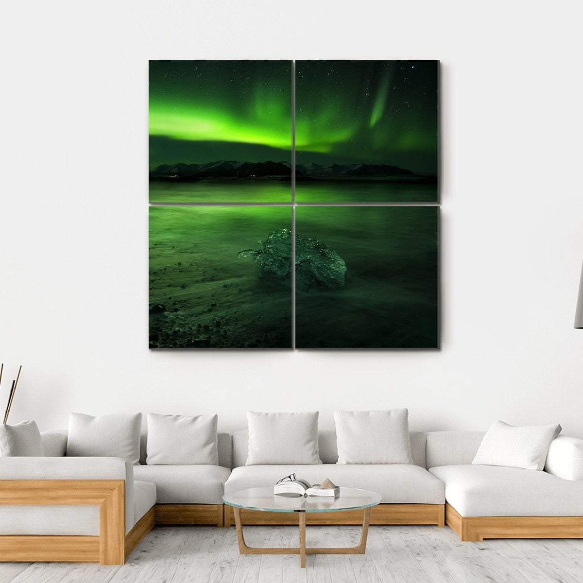Aurora Northern Lights Canvas Wall Art-4 Square-Gallery Wrap-17" x 17"-Tiaracle