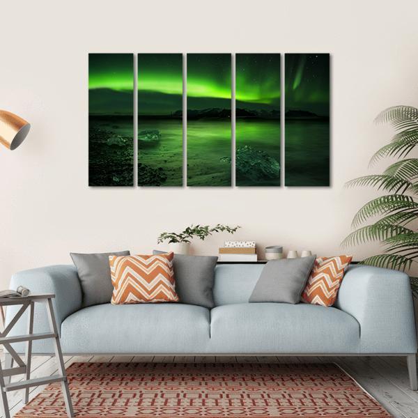 Aurora Northern Lights Canvas Wall Art-5 Horizontal-Gallery Wrap-22" x 12"-Tiaracle