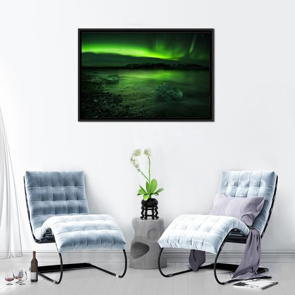 Aurora Northern Lights Canvas Wall Art-3 Horizontal-Gallery Wrap-25" x 16"-Tiaracle