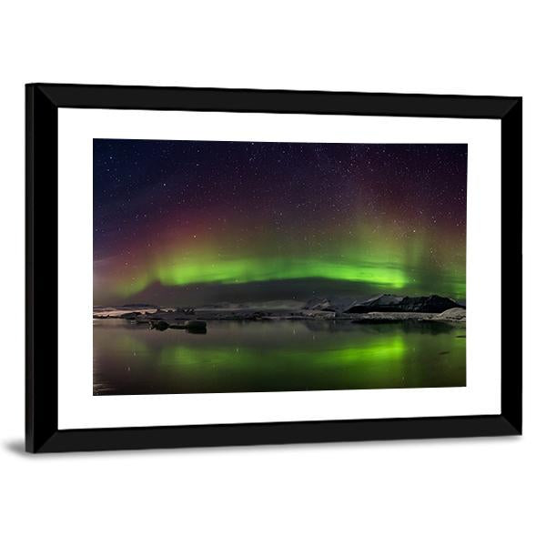 Flash Of Aurora Polaris Canvas Wall Art-3 Horizontal-Gallery Wrap-25" x 16"-Tiaracle