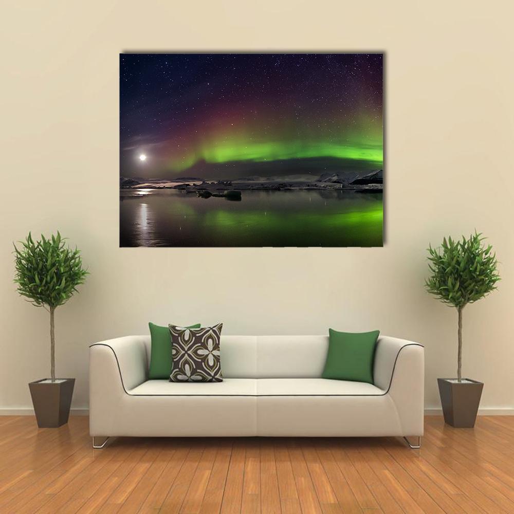 Flash Of Aurora Polaris Canvas Wall Art-5 Horizontal-Gallery Wrap-22" x 12"-Tiaracle