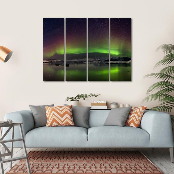 Flash Of Aurora Polaris Canvas Wall Art-4 Horizontal-Gallery Wrap-34" x 24"-Tiaracle