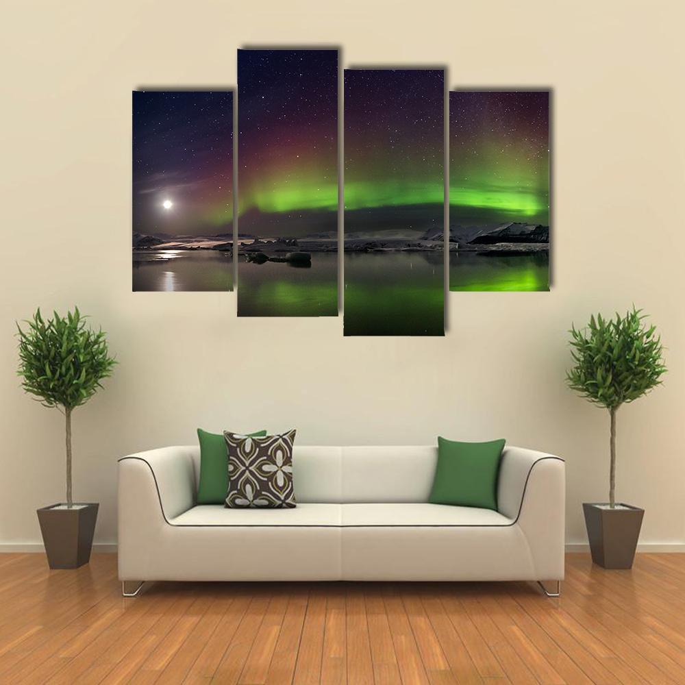 Flash Of Aurora Polaris Canvas Wall Art-4 Pop-Gallery Wrap-50" x 32"-Tiaracle