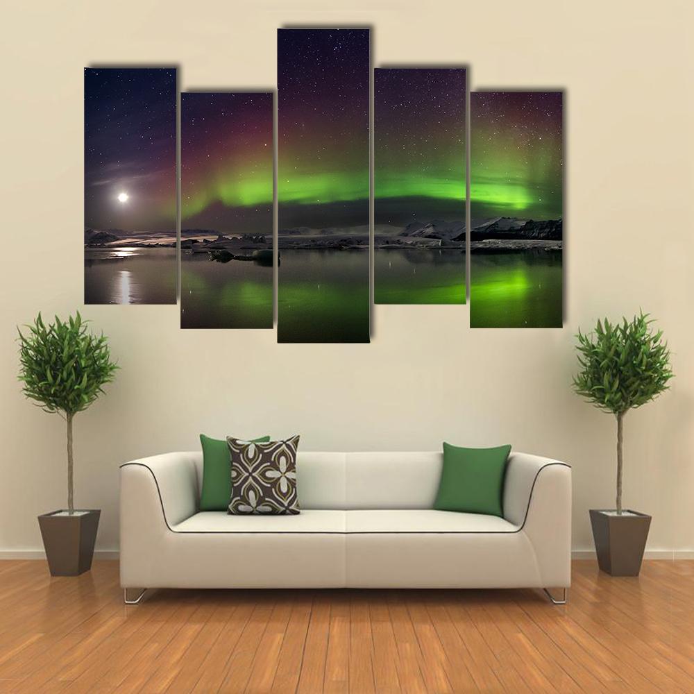 Flash Of Aurora Polaris Canvas Wall Art-5 Pop-Gallery Wrap-47" x 32"-Tiaracle