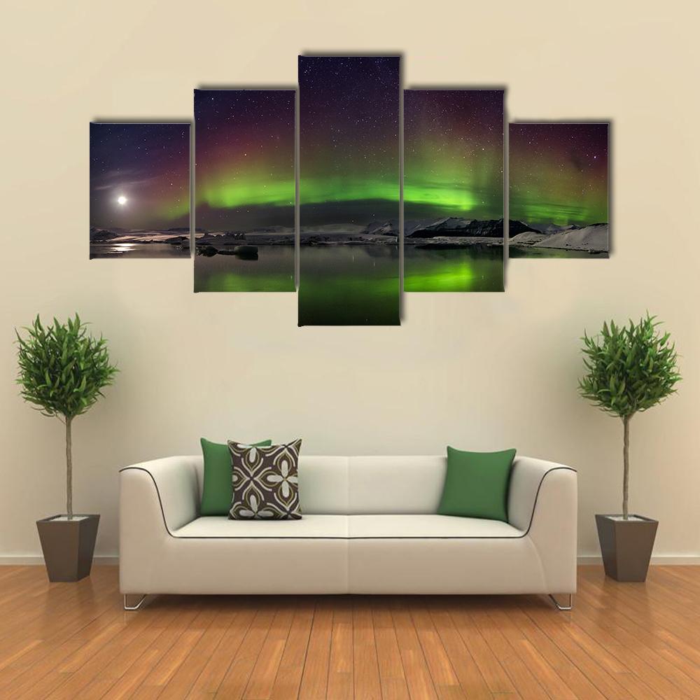 Flash Of Aurora Polaris Canvas Wall Art-3 Horizontal-Gallery Wrap-37" x 24"-Tiaracle