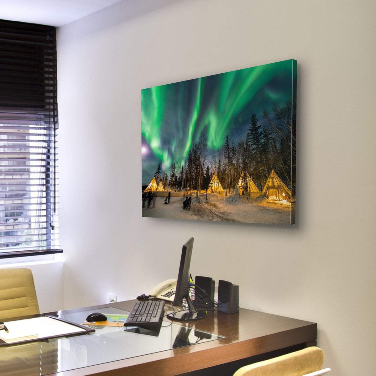 Aurora Village Canvas Wall Art-3 Horizontal-Gallery Wrap-25&quot; x 16&quot;-Tiaracle