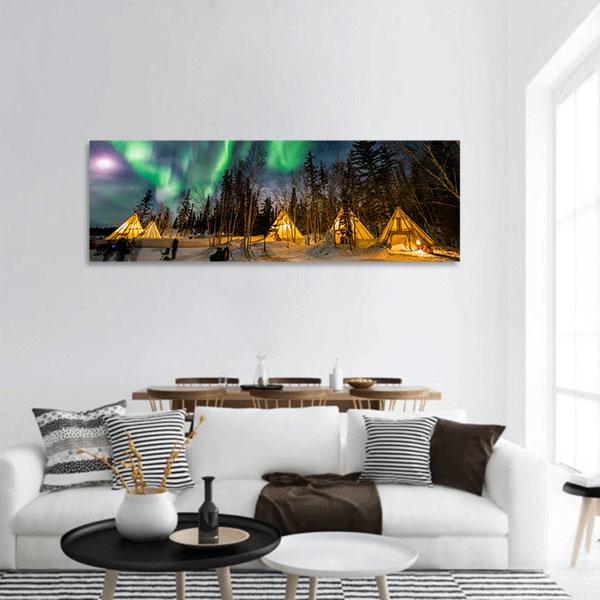 Aurora Village Panoramic Canvas Wall Art-1 Piece-36" x 12"-Tiaracle