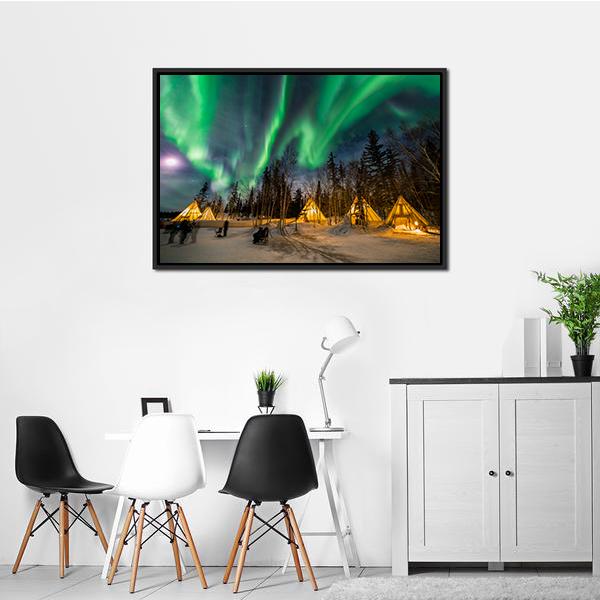 Aurora Village Panoramic Canvas Wall Art-1 Piece-36" x 12"-Tiaracle