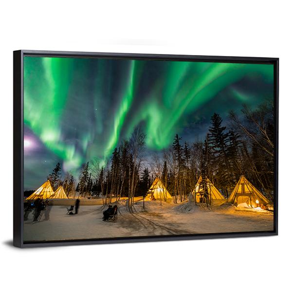 Aurora Village Panoramic Canvas Wall Art-1 Piece-36" x 12"-Tiaracle