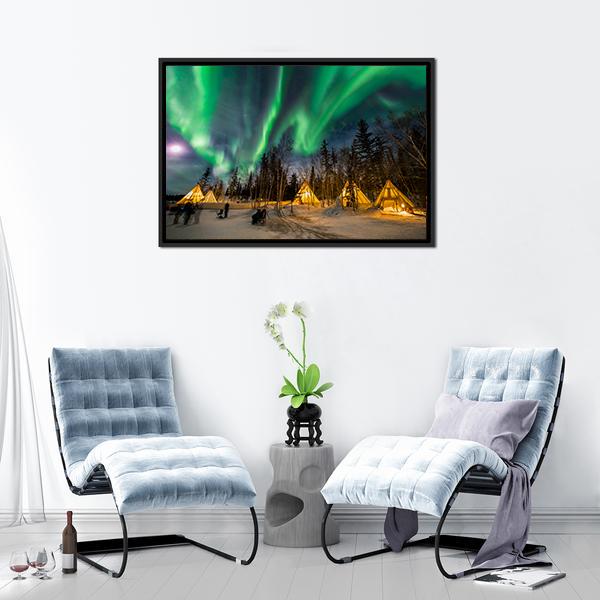 Aurora Village Vertical Canvas Wall Art-3 Vertical-Gallery Wrap-12" x 25"-Tiaracle