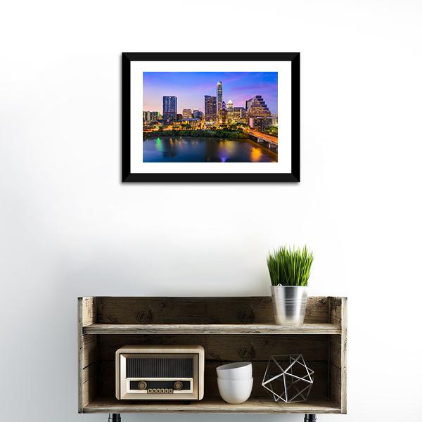 Austin Downtown Skyline Canvas Wall Art-1 Piece-Framed Print-20" x 16"-Tiaracle