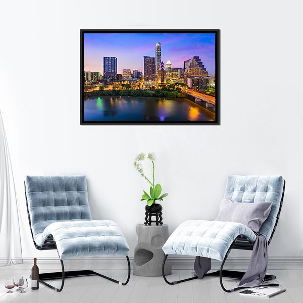 Austin Downtown Skyline Canvas Wall Art-3 Horizontal-Gallery Wrap-25" x 16"-Tiaracle